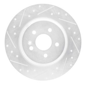 Mercedes-Benz ML430 Brake Rotor (1) - Rear Left - R1 Concepts - Drilled & Slotted - Silver - `00-`05